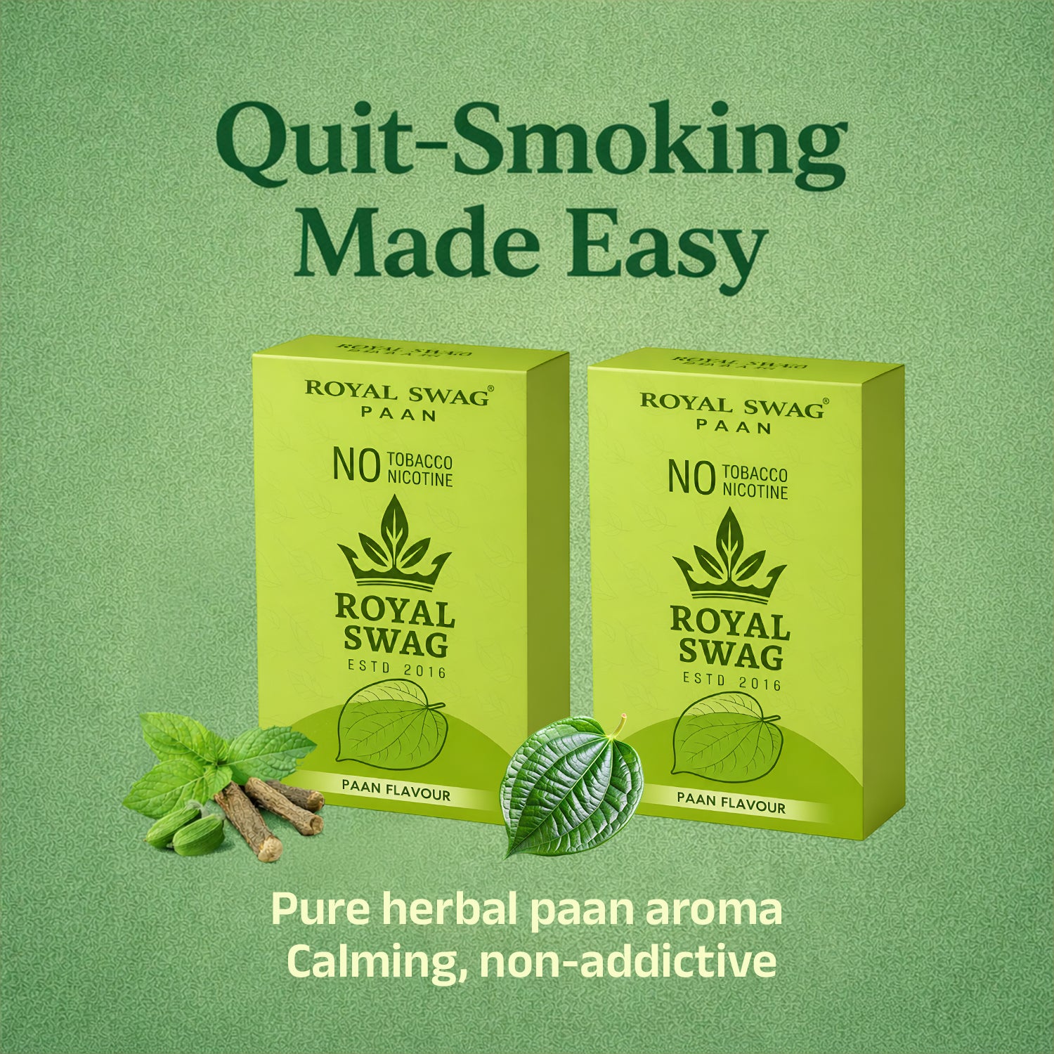 Royal Swag Ayurvedic Herbal Wellness Sticks Paan Flavour - Tobacco & Nicotine Free (10 Sticks - 2 Pack)
