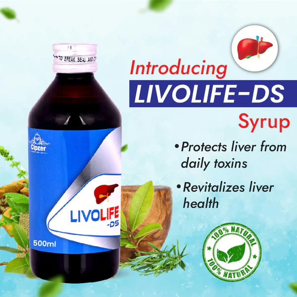 Cipzer Livo Life-DS - 500 ML | Herbal Liver Tonic for Jaundice, Fatty Liver, Detox, Digestion & Immunity
