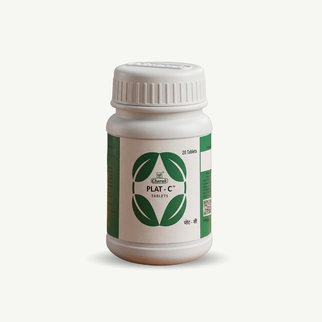 Charak Plat-C Tablets - High-Potency Carica Papaya Leaf Extract for Platelet Support