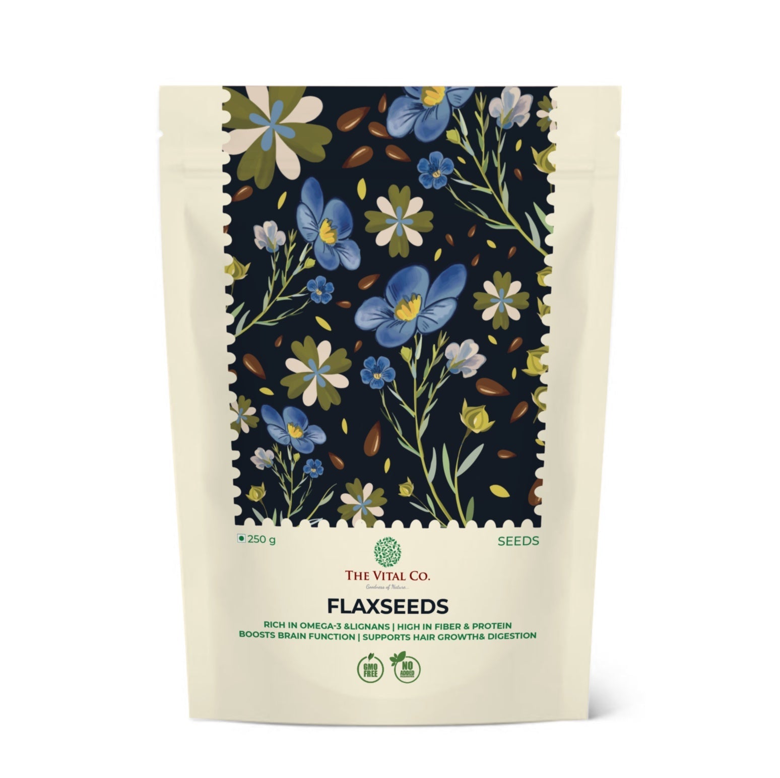 TheVital Co Flax Seeds - 250g |Raw Alsi Seeds Rich in Omega-3, Fiber & Plant Protein | Natural Superfood for Smoothies, Salads & Daily Nutrition