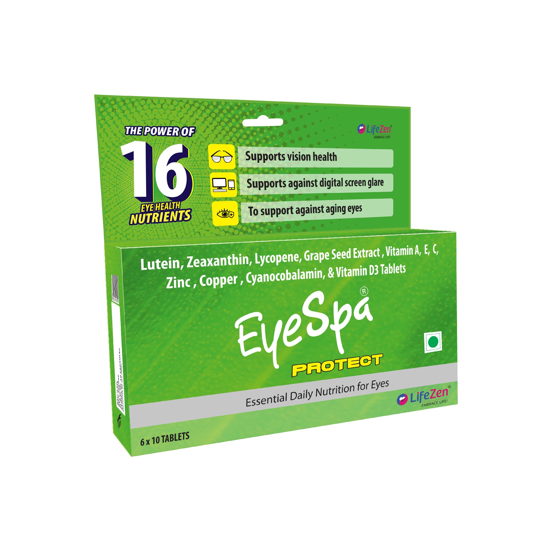 Lifezen Protect 60 Tablets | Advanced Lifezen Eye Health Supplement with Lutein, Zeaxanthin, & Vitamins A, C, E | Multivitamin for Eye Care
