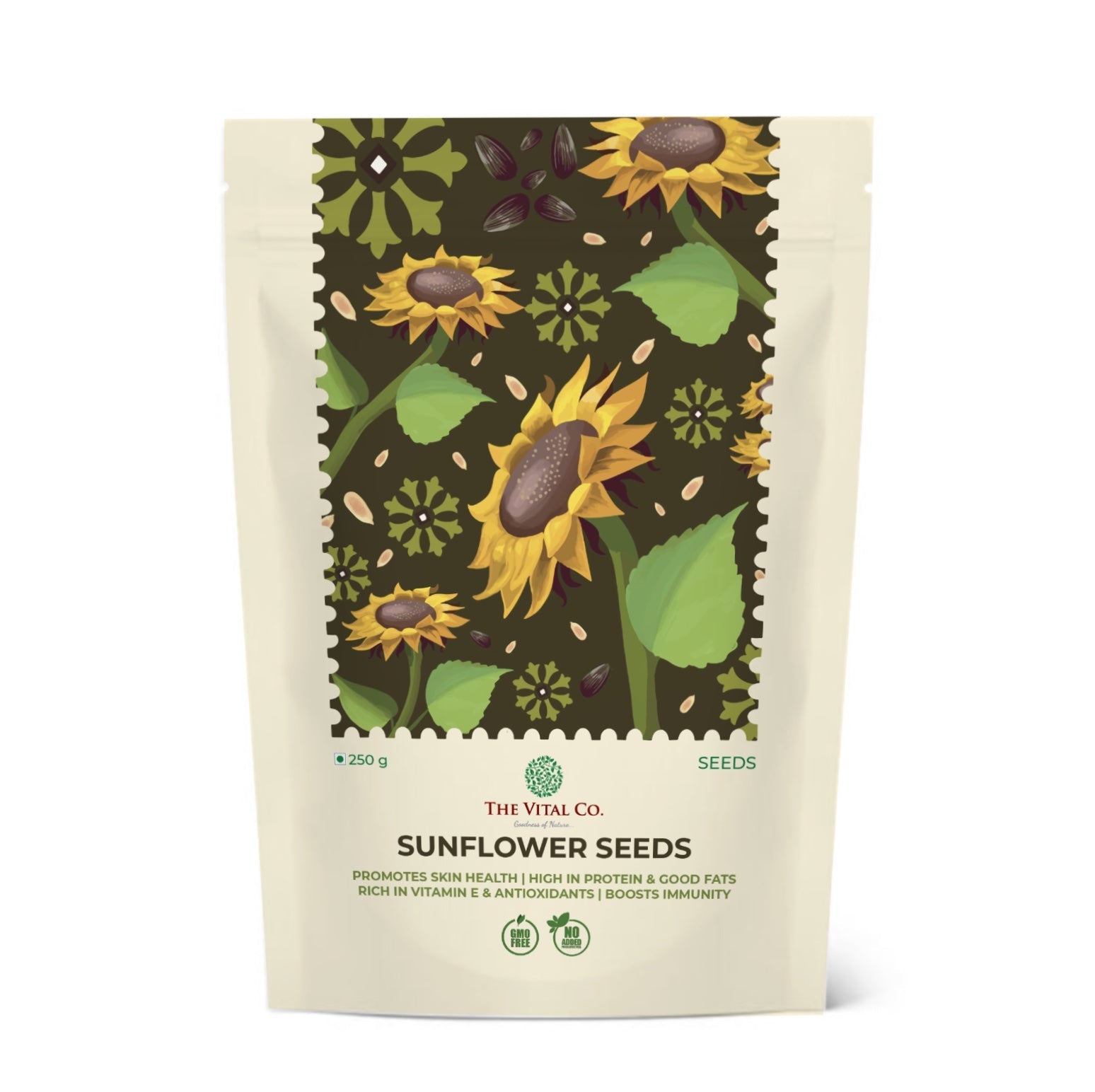 TheVital Co Sunflower Seeds - 250g | Raw Natural Edible Seeds | High Protein & Good Fats | Fibre Rich Superfood | Vegan Gluten Free Healthy Snack