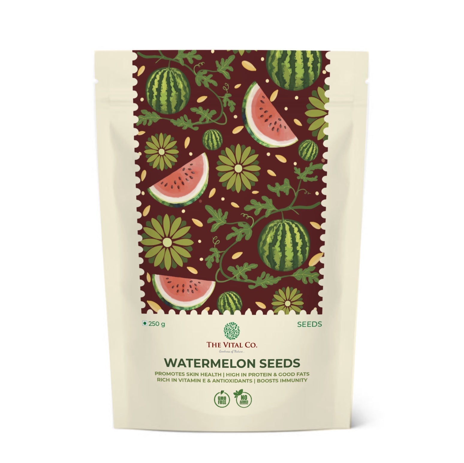 The Vital Co. Premium Watermelon Seeds - 250gm | Raw Natural Watermelon Kernels | High Protein & Fiber Superfood | Healthy Vegan Snack for Roasting, Salads & Smoothies