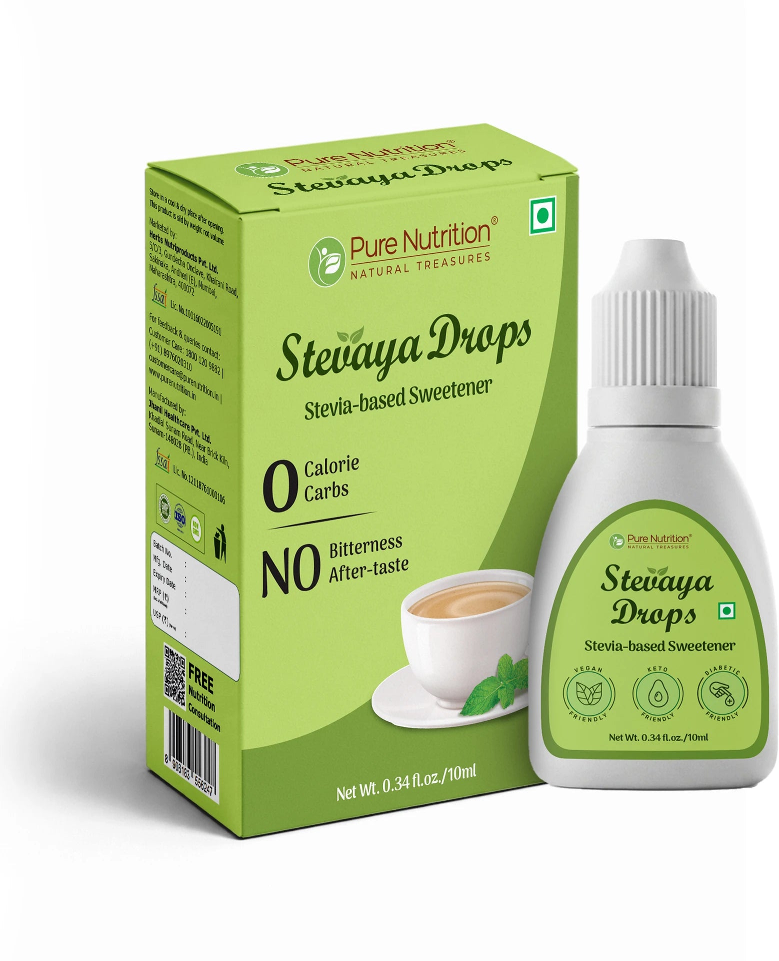 Pure Nutrition Stevia Drops 10ml | Zero Calorie Natural Sweetener | Sugar Alternative
