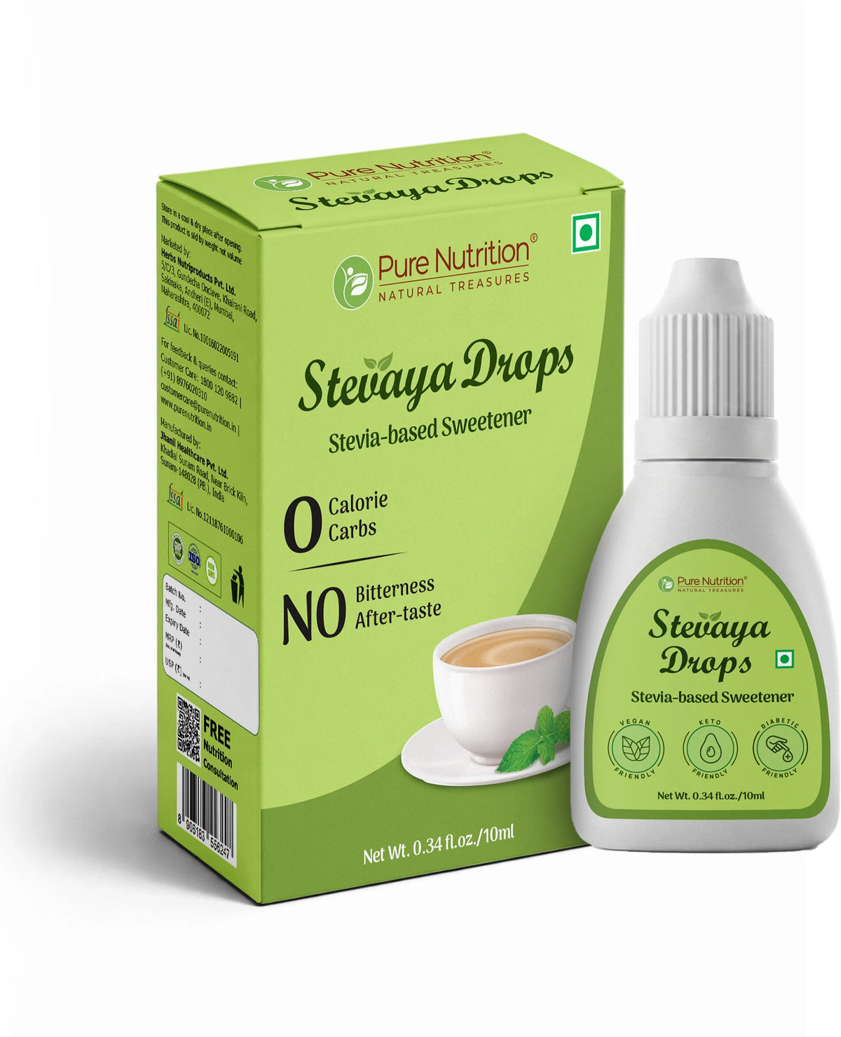 Pure Nutrition Stevia Drops 10ml | Zero Calorie Natural Sweetener | Sugar Alternative