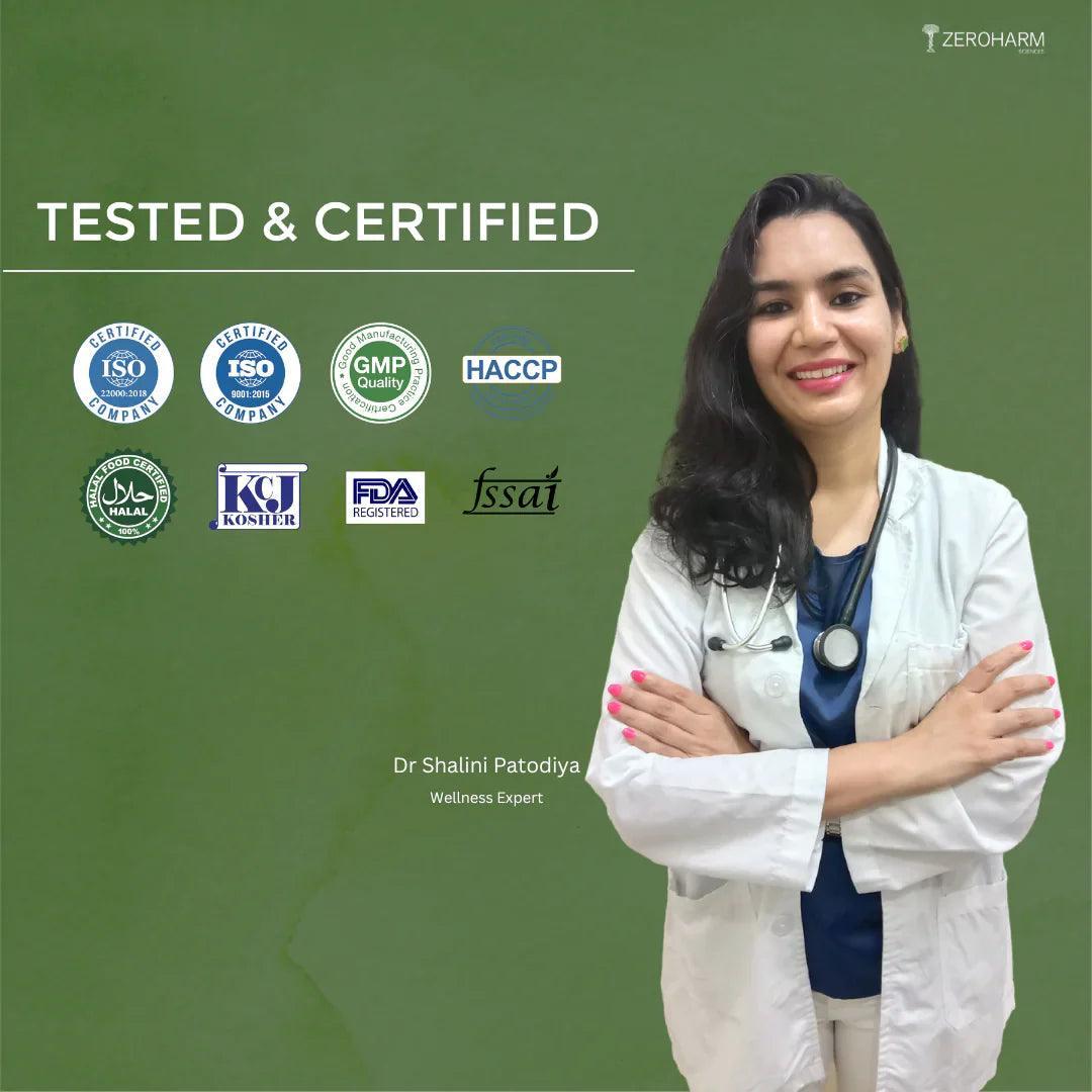 ZEROHARM Ashwagandha + Probiotics for Stress, Anxiety Relief, Nutrient Absorption and Digestive Health for Men & Women - 60 Capsules