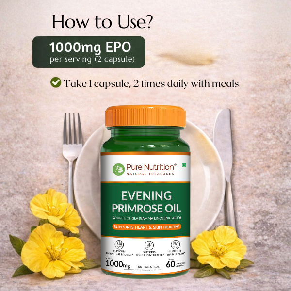 Pure Nutrition Evening Primrose Oil 10% GLA – 60 Liquid Filled Capsules | Women’s Wellness Support