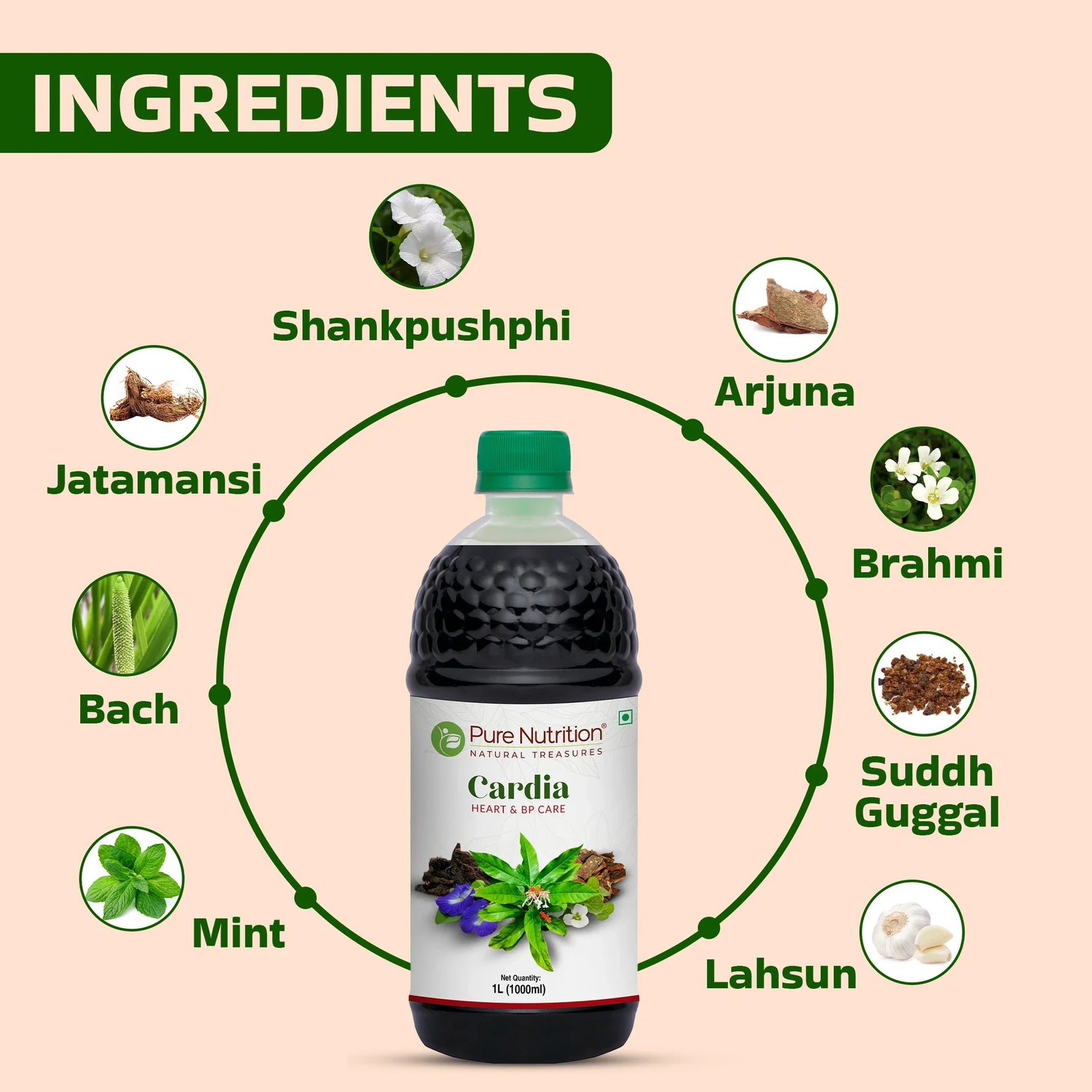 Pure Nutrition Cardia Juice – 1000ml | Herbal Wellness Blend | Daily Heart Care Support