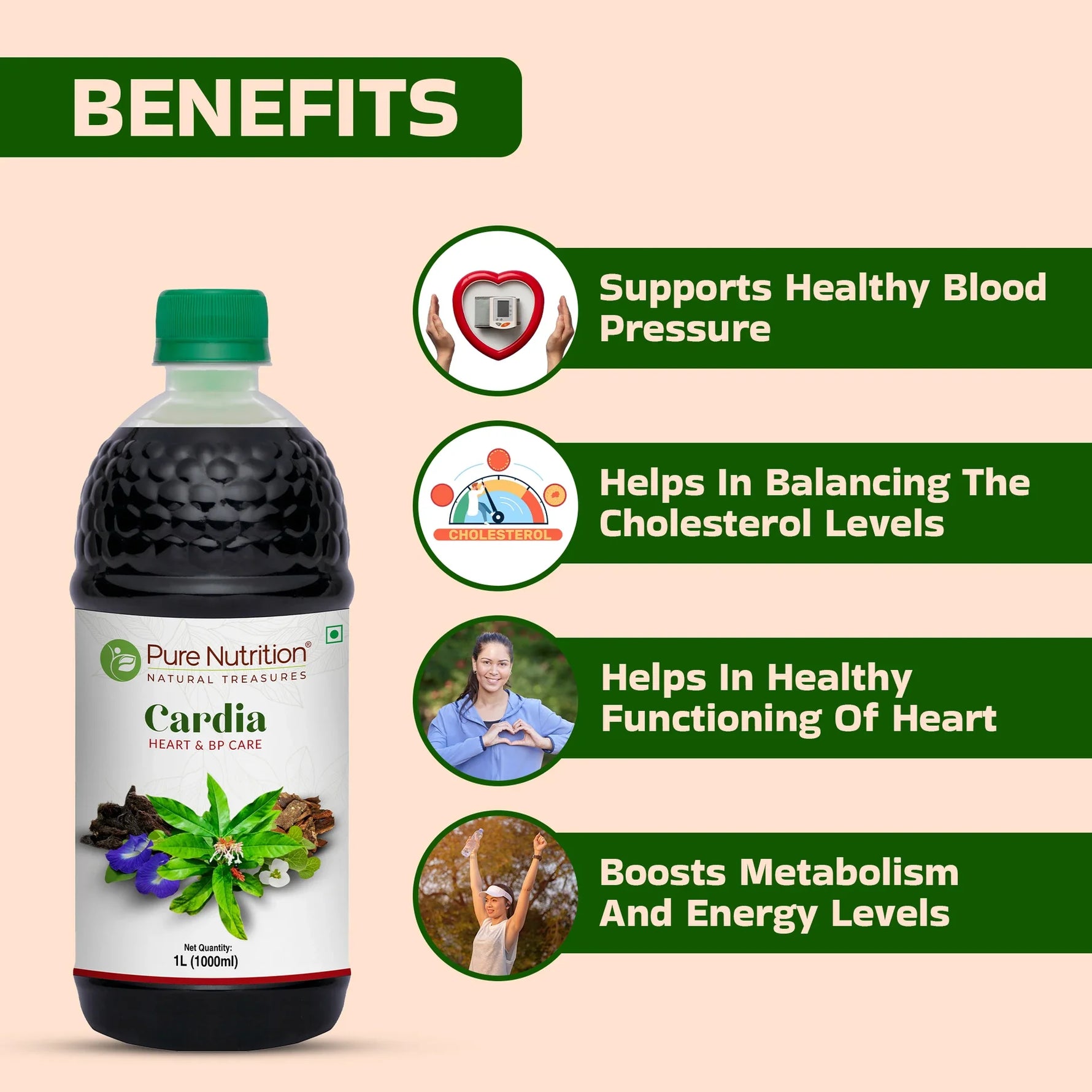 Pure Nutrition Cardia Juice – 1000ml | Herbal Wellness Blend | Daily Heart Care Support