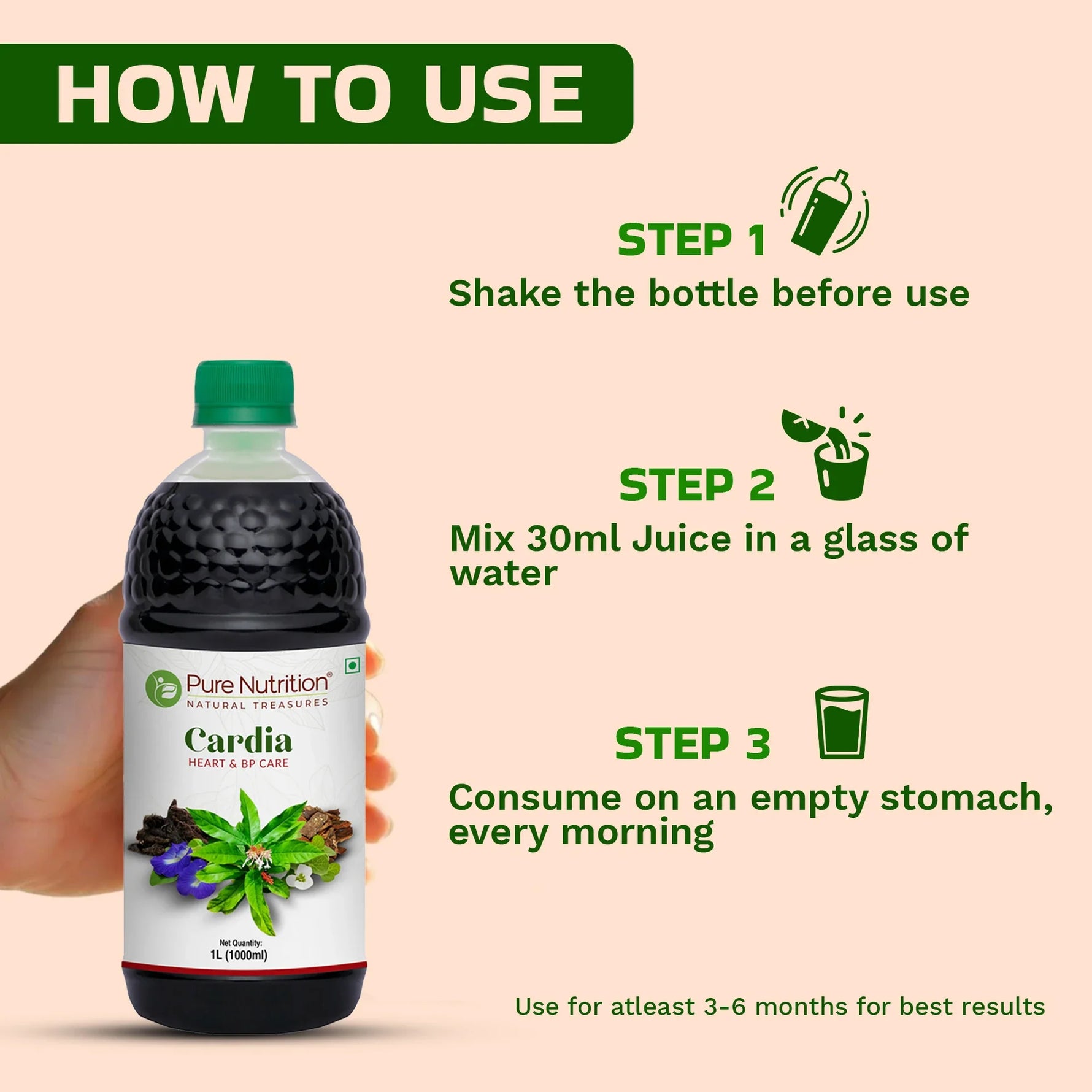 Pure Nutrition Cardia Juice – 1000ml | Herbal Wellness Blend | Daily Heart Care Support