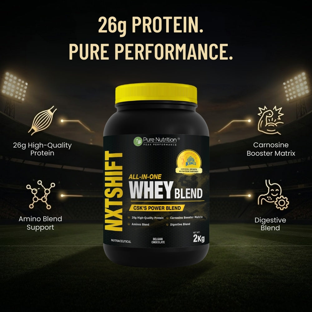 CSK Limited Edition Pure Nutrition NXT SHIFT All-In-One Whey Blend Powder No Added Sugar Belgian Chocolate - 2kg