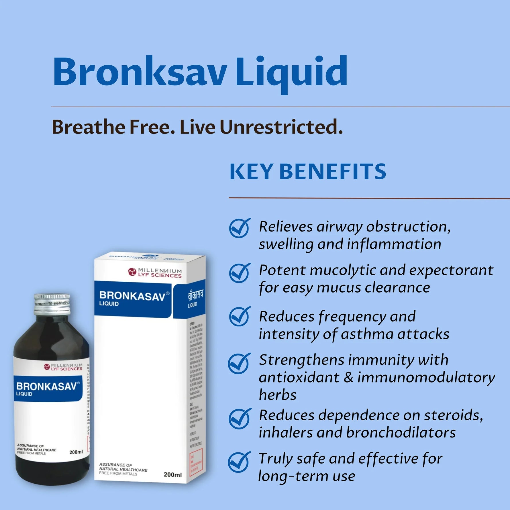 Millennium Herbal Care Bronkasav Liquid (200ml Each) (Pack of 2)