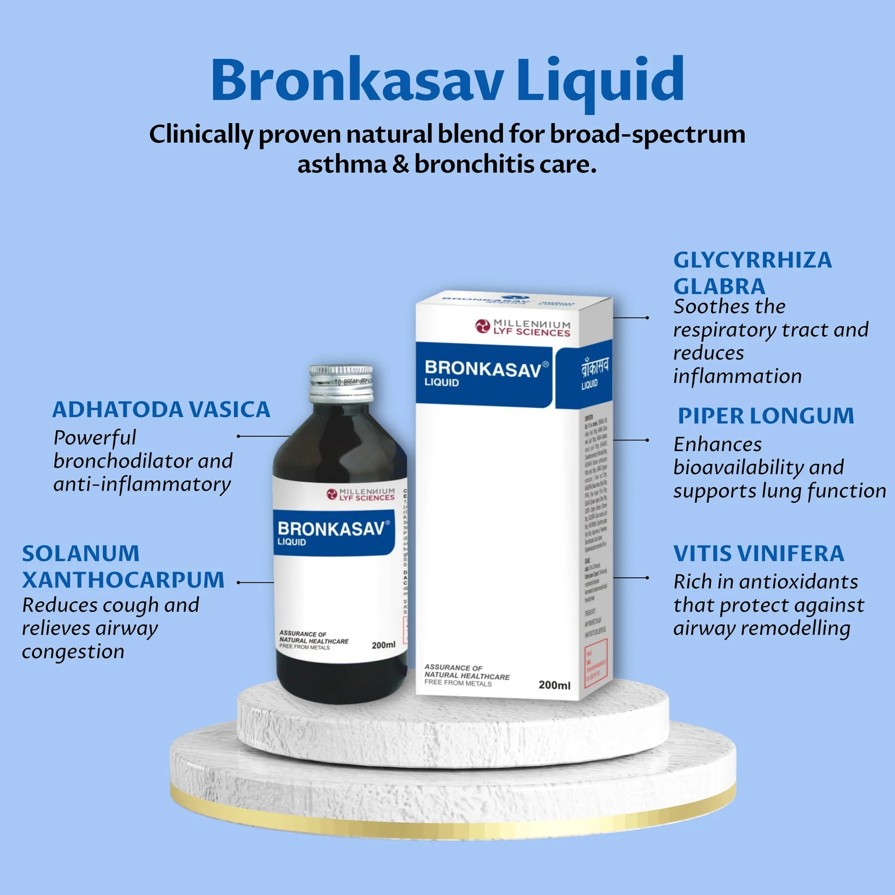 Millennium Herbal Care Bronkasav Liquid (200ml Each) (Pack of 2)