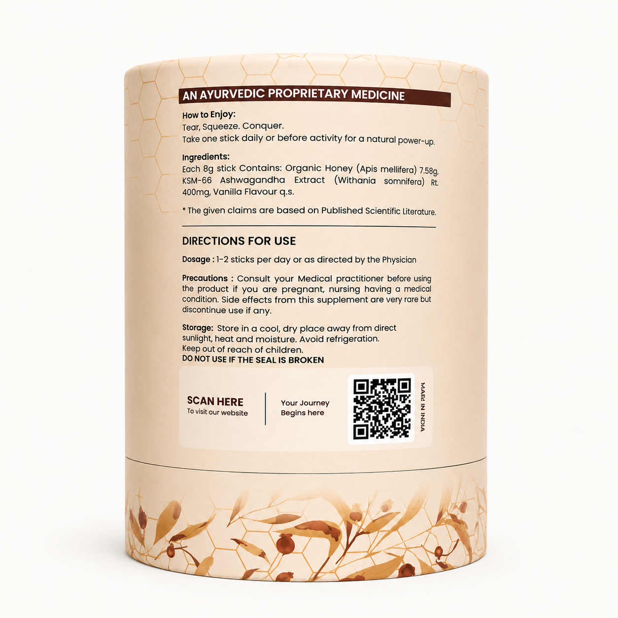 Herbs O’ Shrubs Ashwagandha KSM-66 Kicks | Root Extract with Organic Honey & Vanilla | Vitality Support | Convenient On-the-Go Energy & Focus Support, 30 Sticks