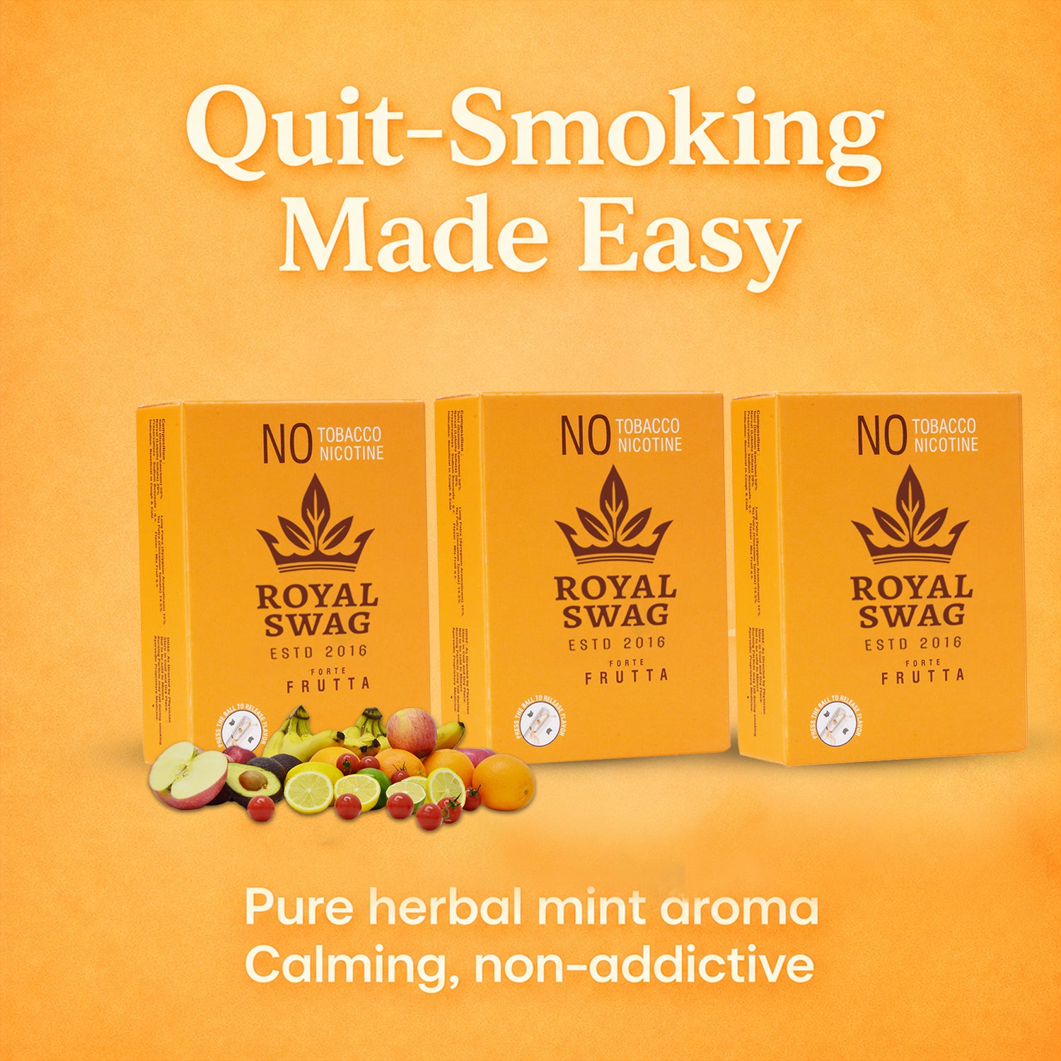 Royal Swag Herbal Cigarettes Frutta Flavour - Tobacco Free (60 Sticks - Pack of 3)