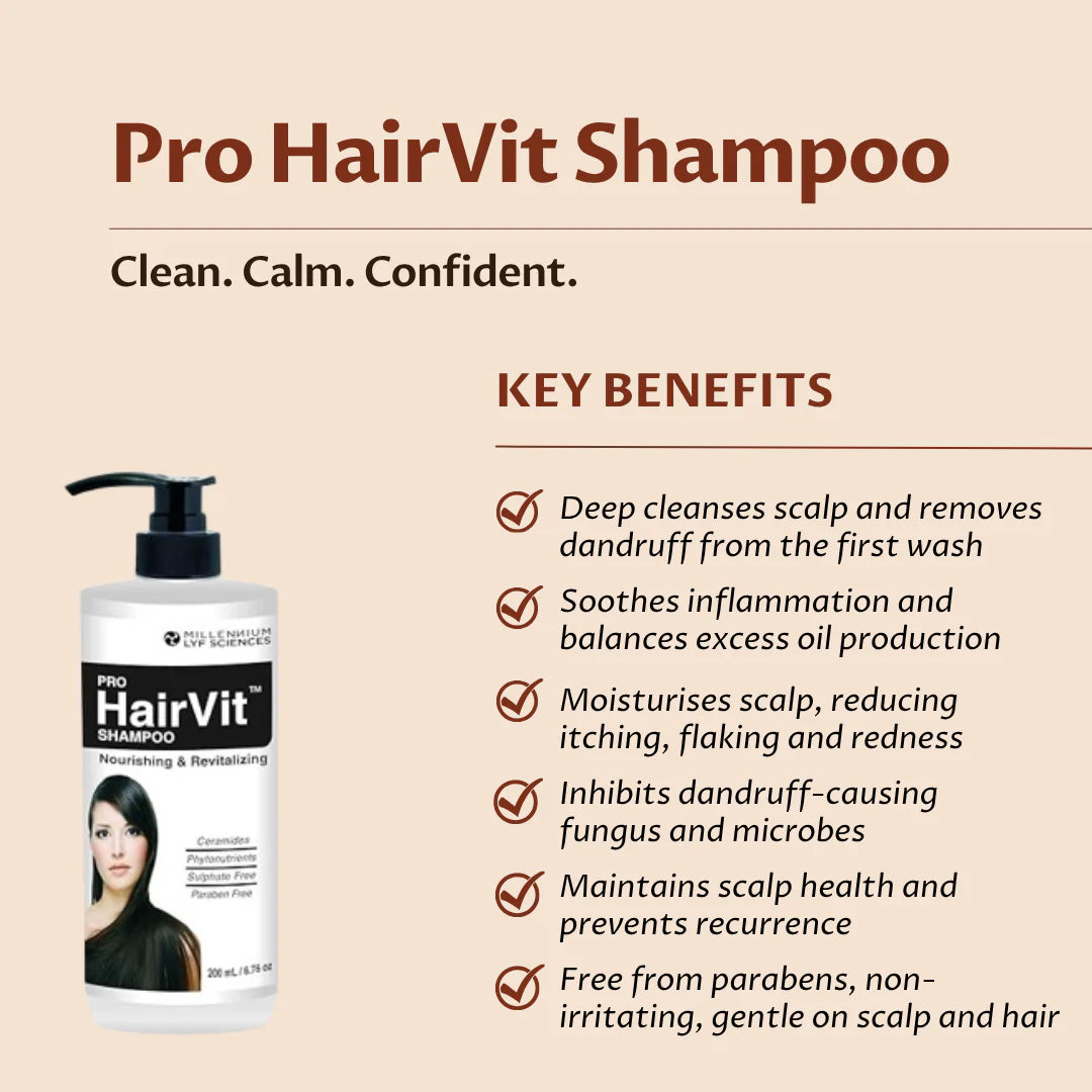 Millennium Herbal Care Pro HairVit AD Anti Dandruff Shampoo (100ml Each)
