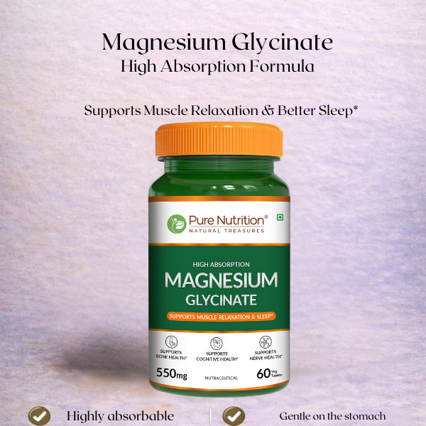 Pure Nutrition Magnesium Glycinate 550mg – 60 Tablets | Relaxation & Muscle Support