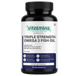 Vitalmins Triple Strength Omega 3 Fish Oil Softgels | Ultra-Pure High-Yield EPA & DHA for Heart, Joint, Brain & Eye Support – 60 Softgels
