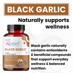 Raskam Natural Black Garlic Capsules Superfood Immunity Booster - Heart & Weight Management - Detox Antioxidant Supplement (60 Veg Capsules)