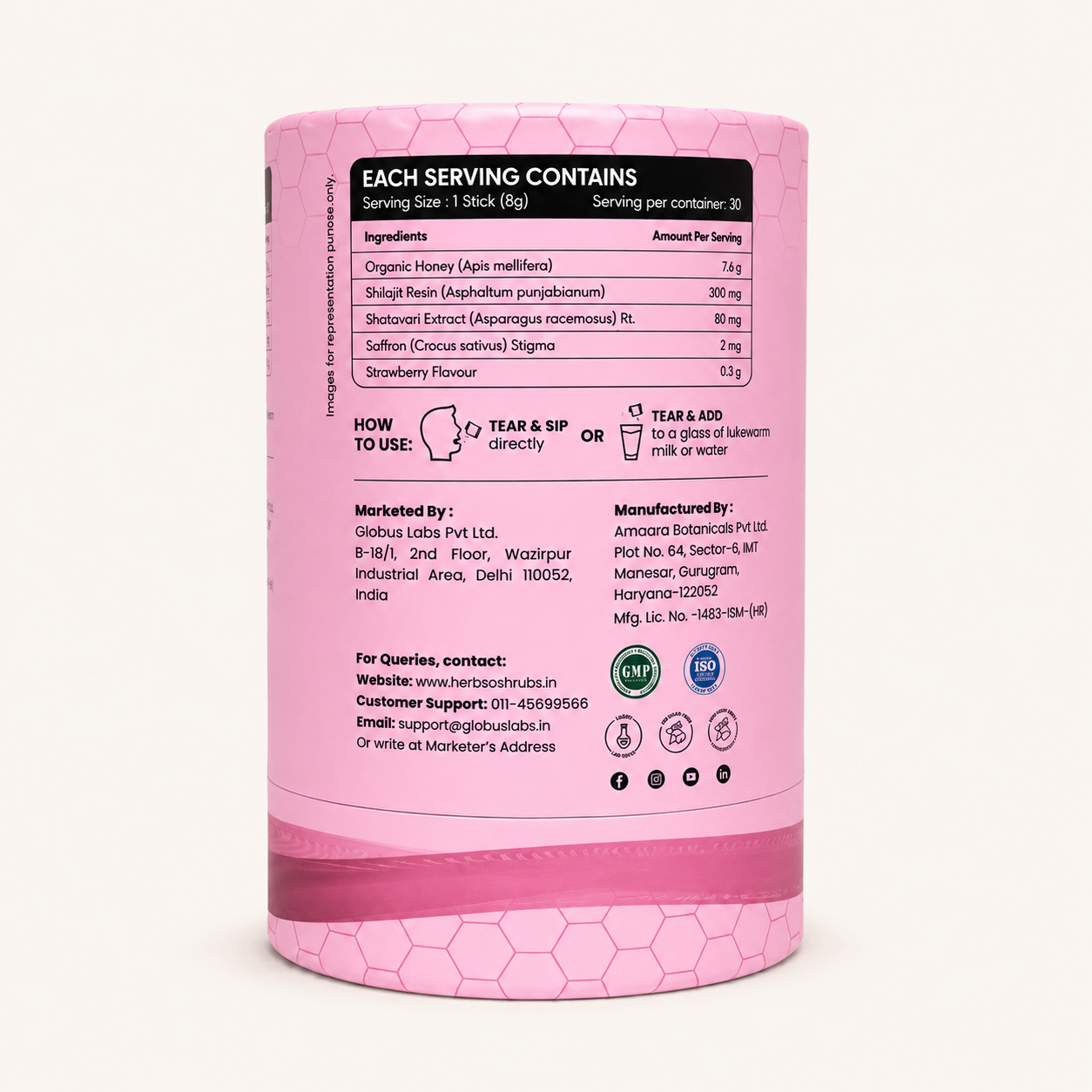 Herbs O' Shrubs She-Tavari Shilajit Kicks | Ayurvedic Women Wellness Supplement with Shatavari, Shilajit, Saffron, Honey & Strawberry | Supports Hormonal Balance, Energy, Mood & Vitality, 30 Sticks