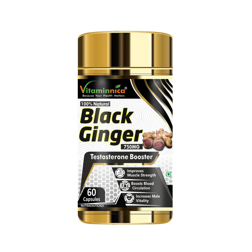 Vitaminnica Black Ginger Capsules - Energy, Stamina & Recovery Support, 60 Count