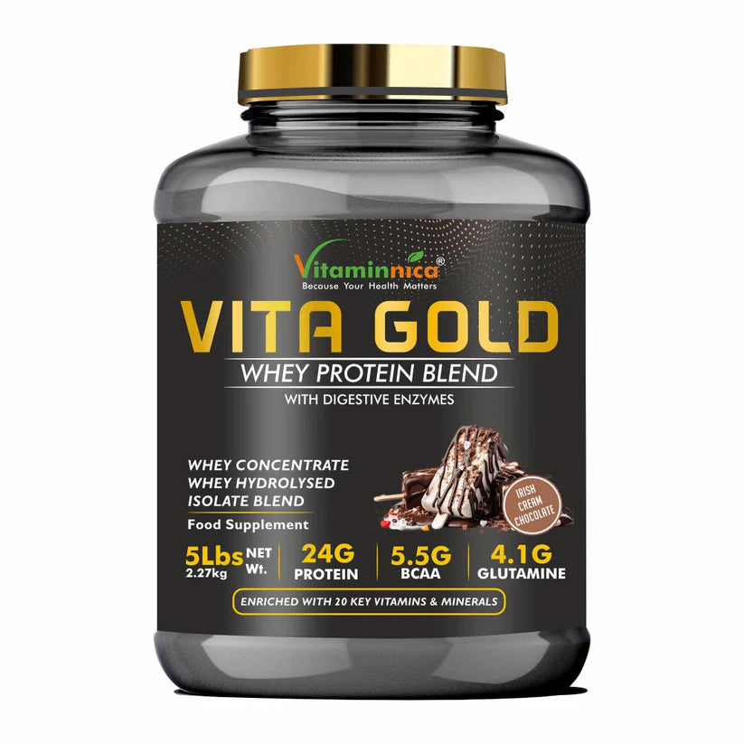 Vitaminnica Vita Gold 100% Whey Protein Powder - Irish Cream Chocolate, 5 Lbs, 75 Servings