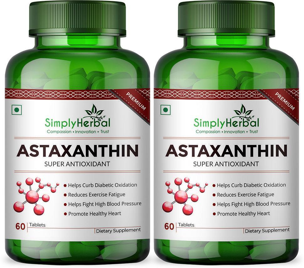 Simply Herbal Astaxanthin 4mg Super Antioxidant, Supplement tablet Promote Healthy Skin & Muscle Health Also Support Heart Function & Immunity (60 Veg Tablets)