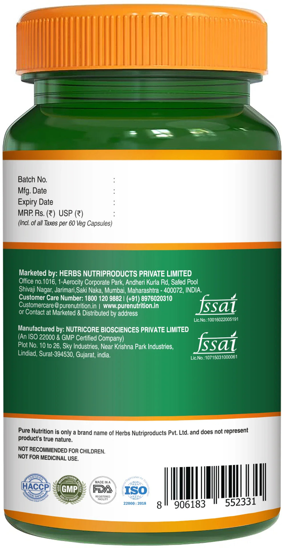 Pure Nutrition Berberis Aristata with Berberine 95% + Milk Thistle (120 Capsules)