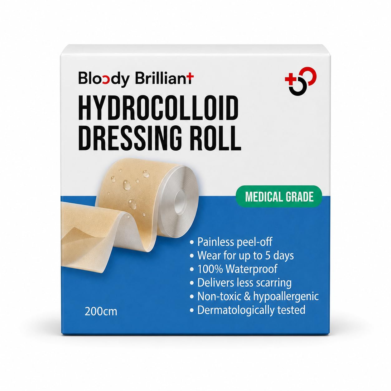 Bloody Brilliant Hydrocolloid Dressing Roll For Wound And Acne Care, 200c