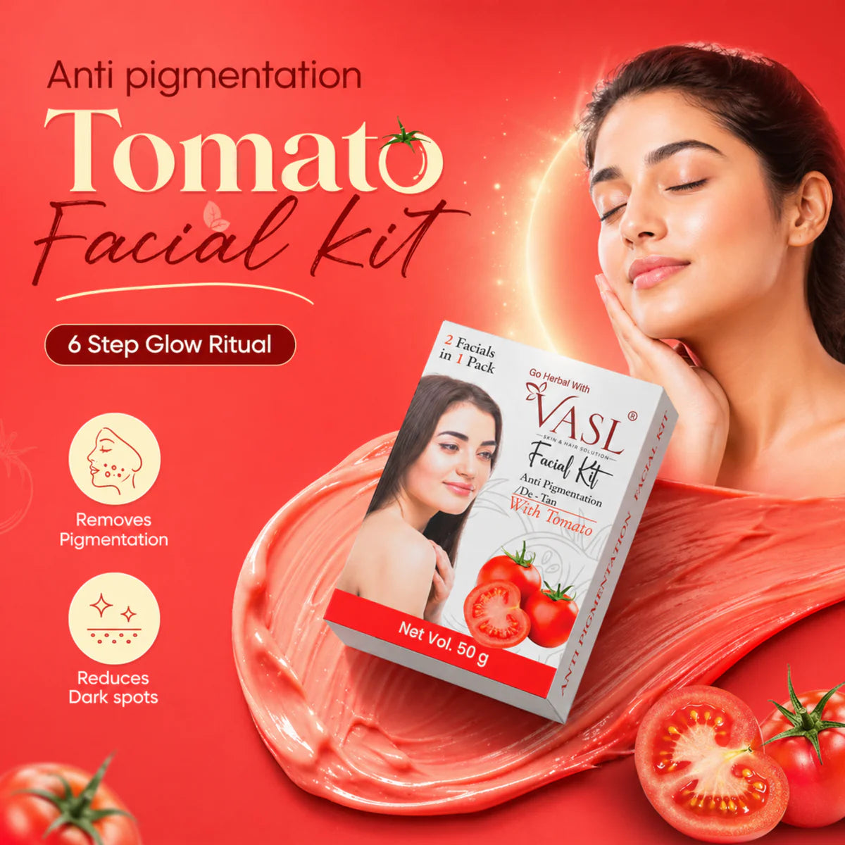 VASL Anti Ageing Tomato Facial Kit 2 in 1 Pack - Skin Tightening Facial Kit