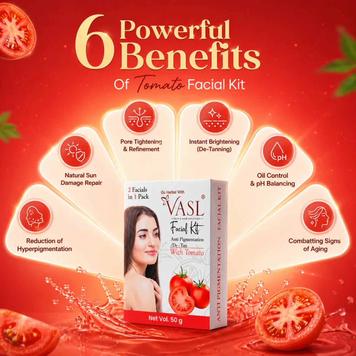 VASL Anti Ageing Tomato Facial Kit 2 in 1 Pack - Skin Tightening Facial Kit