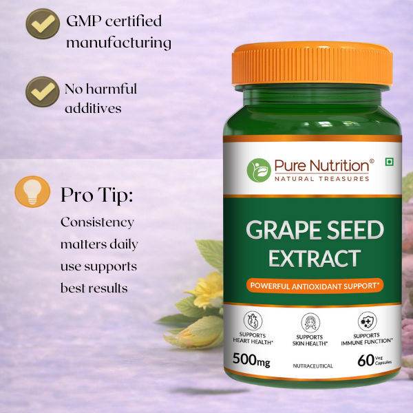 Pure Nutrition Grape Seed Extract 500mg – 60 Capsules | Antioxidant Support Formula