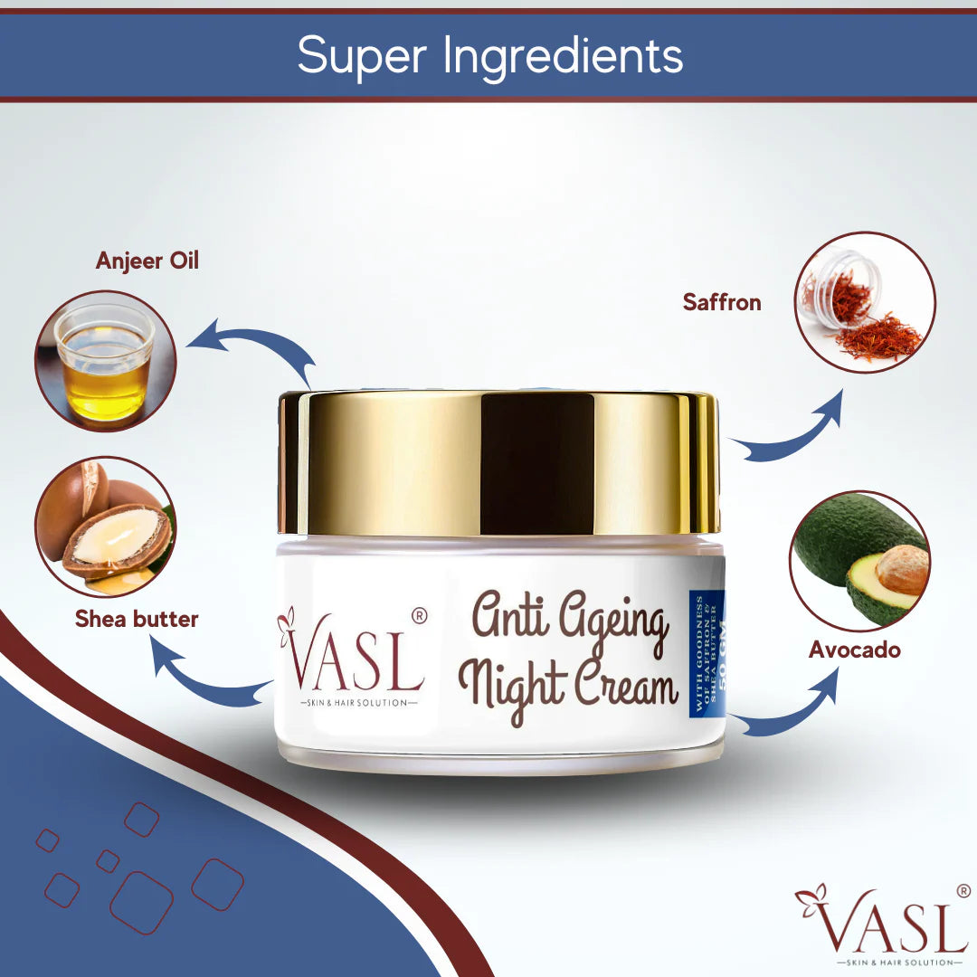 VASL Anti-Ageing Night Cream - Overnight Wrinkle Repair & Glowing Skin Balms