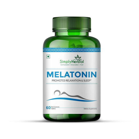 Simply Herbal Melatonin 10mg Sleeping Tablet, Non-Habit Forming, Deep Sleep Supplement, Helps Stress & Anxiety Relief, Support Jet Lag Strain for Men Women Adults, Healthy Sleep Cycle (60 Tablets)