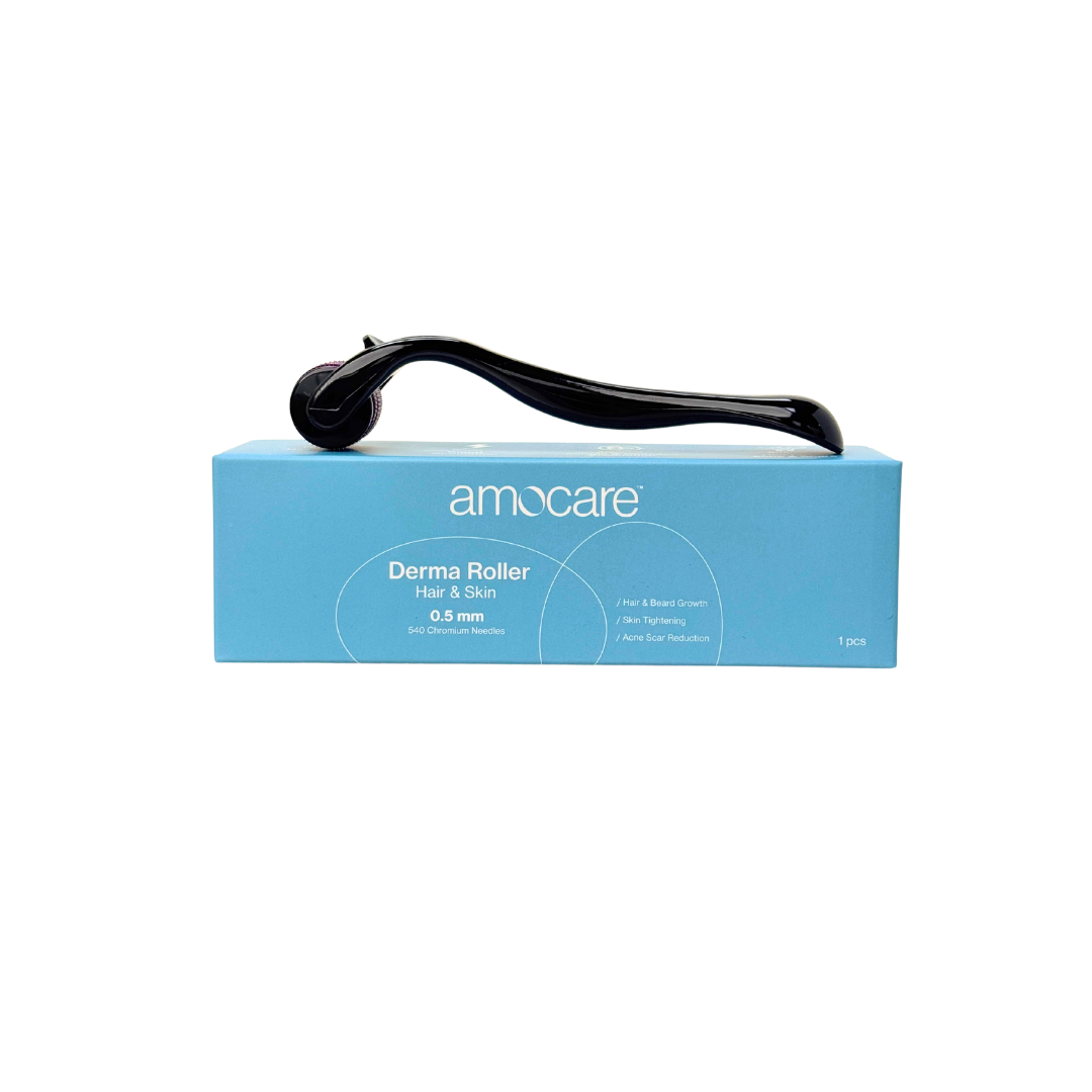 Amocare Derma Roller 0.5mm – 540 Titanium Microneedles | For Face, Hair & Beard Growth