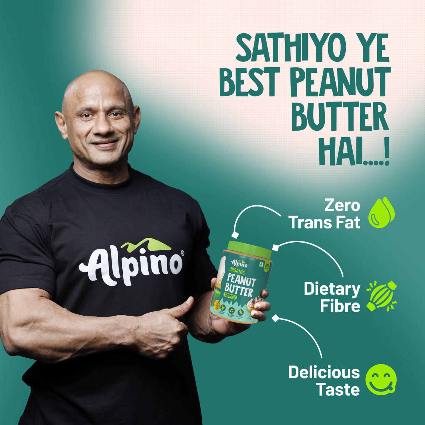 Alpino Organic Crunch Peanut Butter, 1 kg