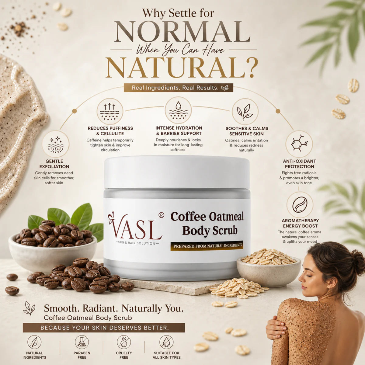 VASL Cloffee Body Scrub - Exfoliating Coffee & Clove Tan Removal Polish