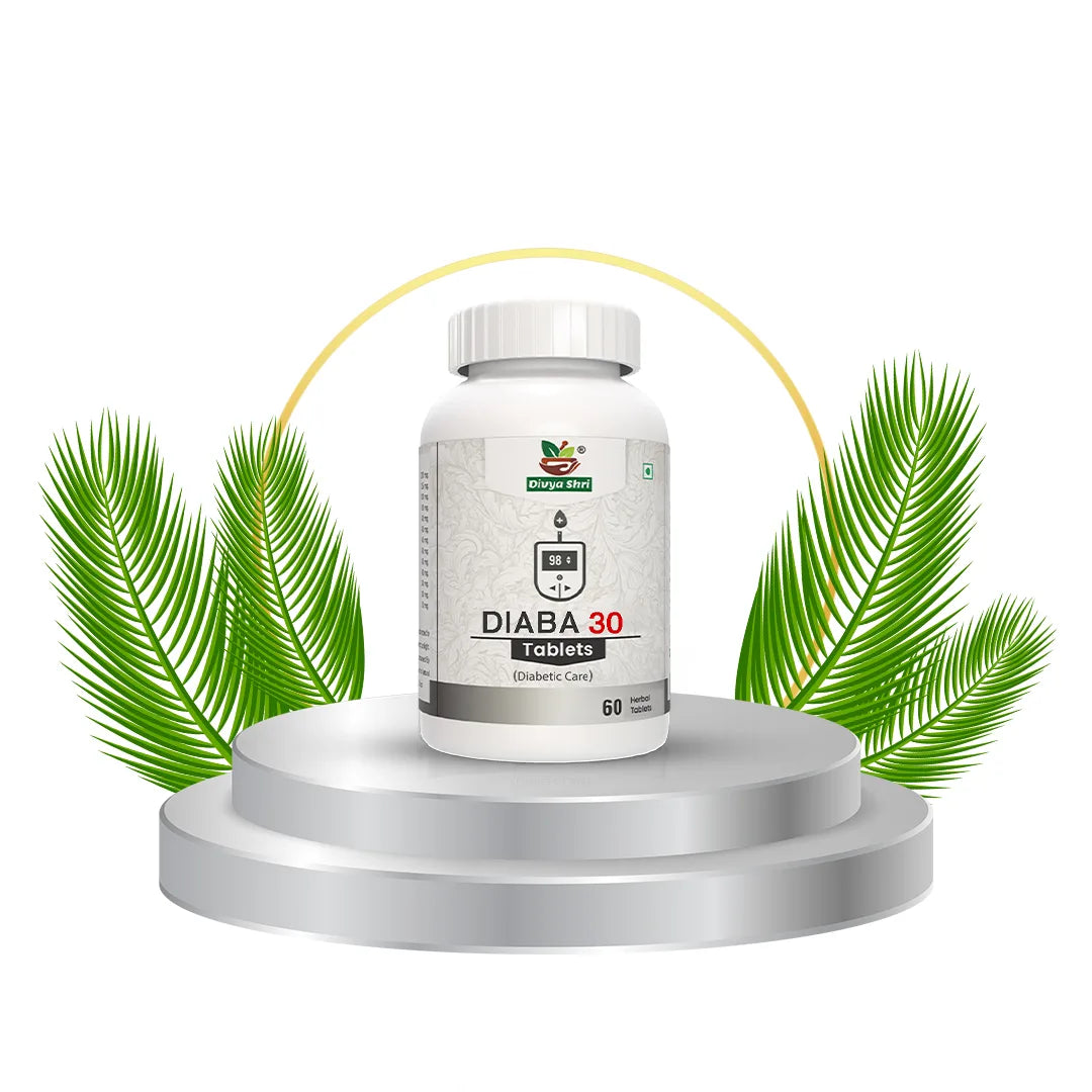 Divyashri Wellness DIABA 30 — Ayurvedic Herbal Tablets for Natural Blood Sugar Management & Diabetic Care (60 Tablets) | With FREE Acupresser Clip