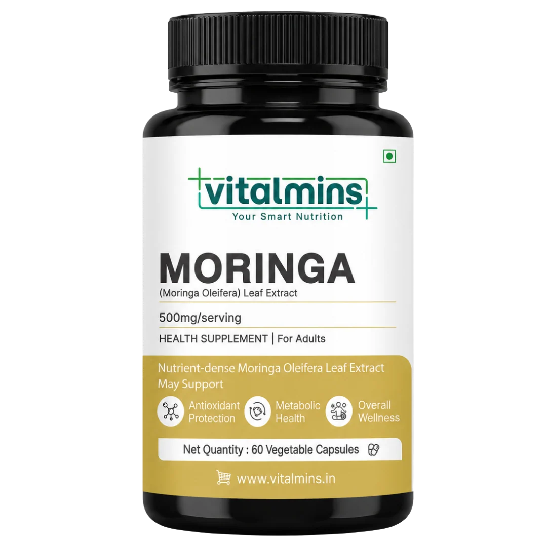 Vitalmins Moringa Leaf Extract 500MG Capsules | Nutrient-Rich Superfood Supplement for Energy, Immunity & Daily Vitality – 60 Veg Capsules