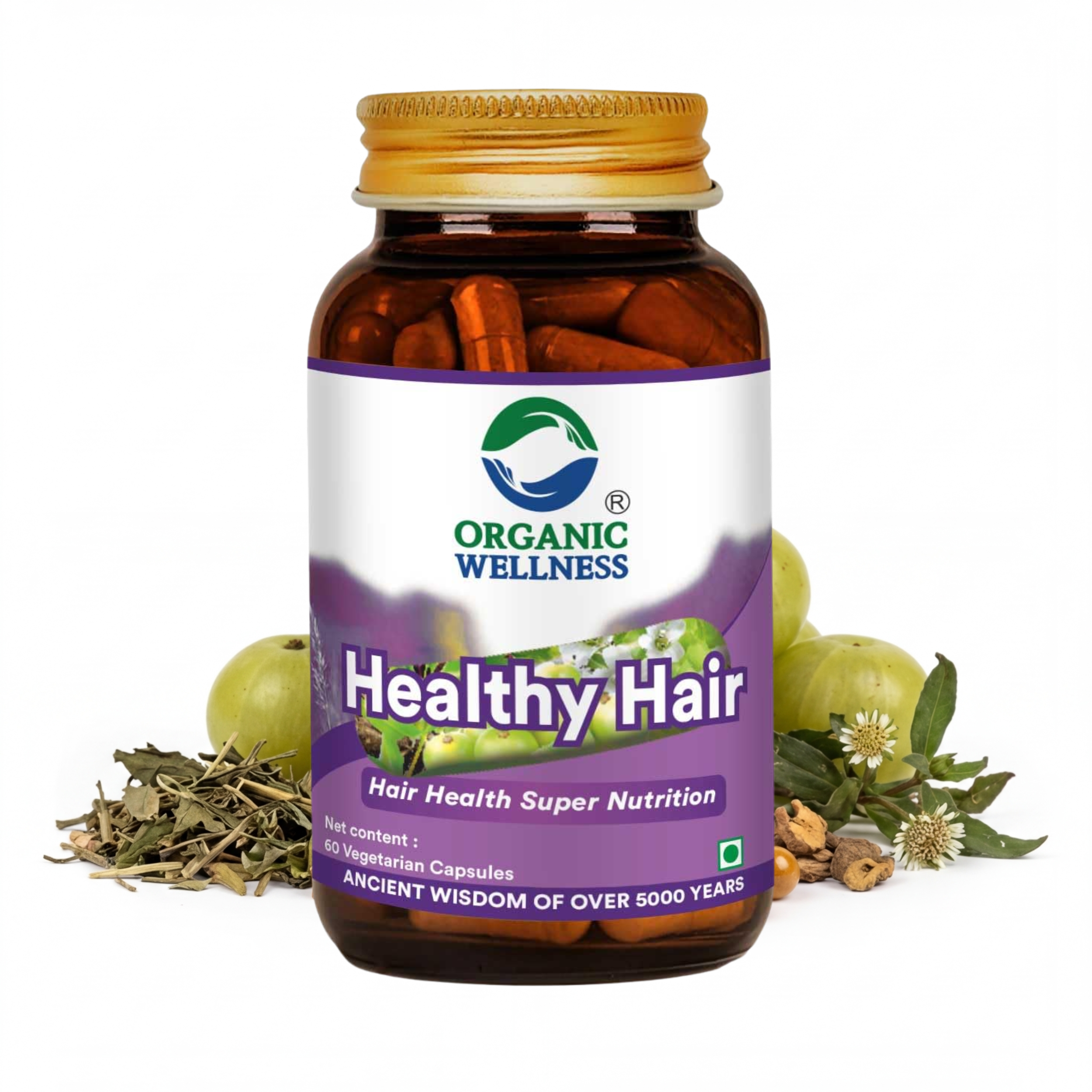 Organic Wellness Healthy Hair Capsules -  90 Vegetarian Capsules