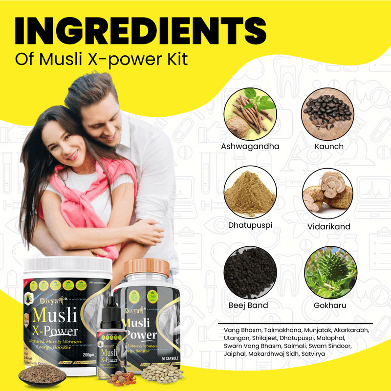 Divya shree Musli X-Power Cap, Oil and Prash Kit for Women & Men