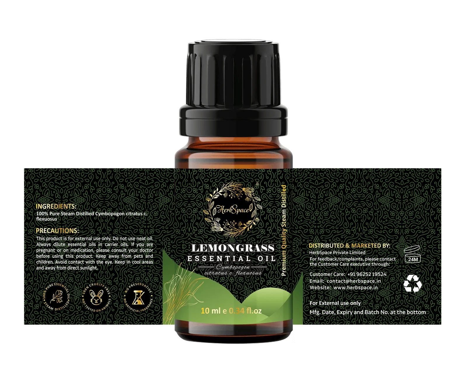 HerbSpace Lemongrass Essential Oil - 10ml