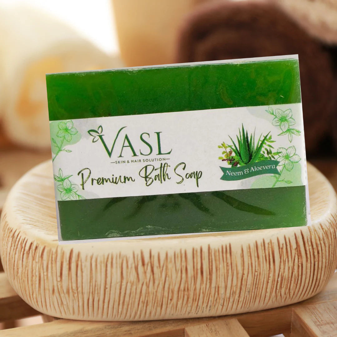 VASL Premium Neem & Aloevera Soap Pack of 3 - Herbal Antibacterial Soap