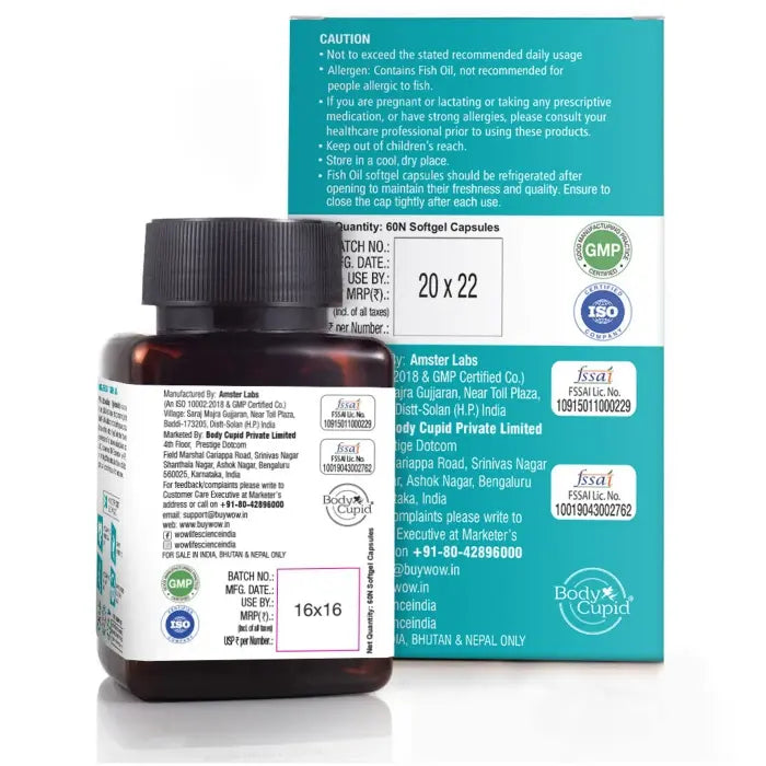 WOW Life Science Omega-3 Softgel Capsule - 1300 mg - 60 Capsules
