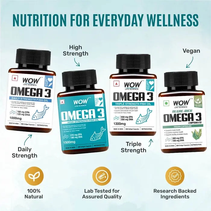 WOW Life Science Omega-3 Softgel Capsule - 1300 mg - 60 Capsules