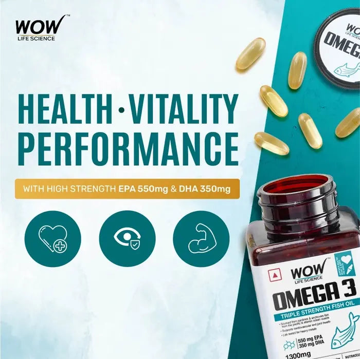 WOW Life Science Omega-3 Softgel Capsule - 1300 mg - 60 Capsules