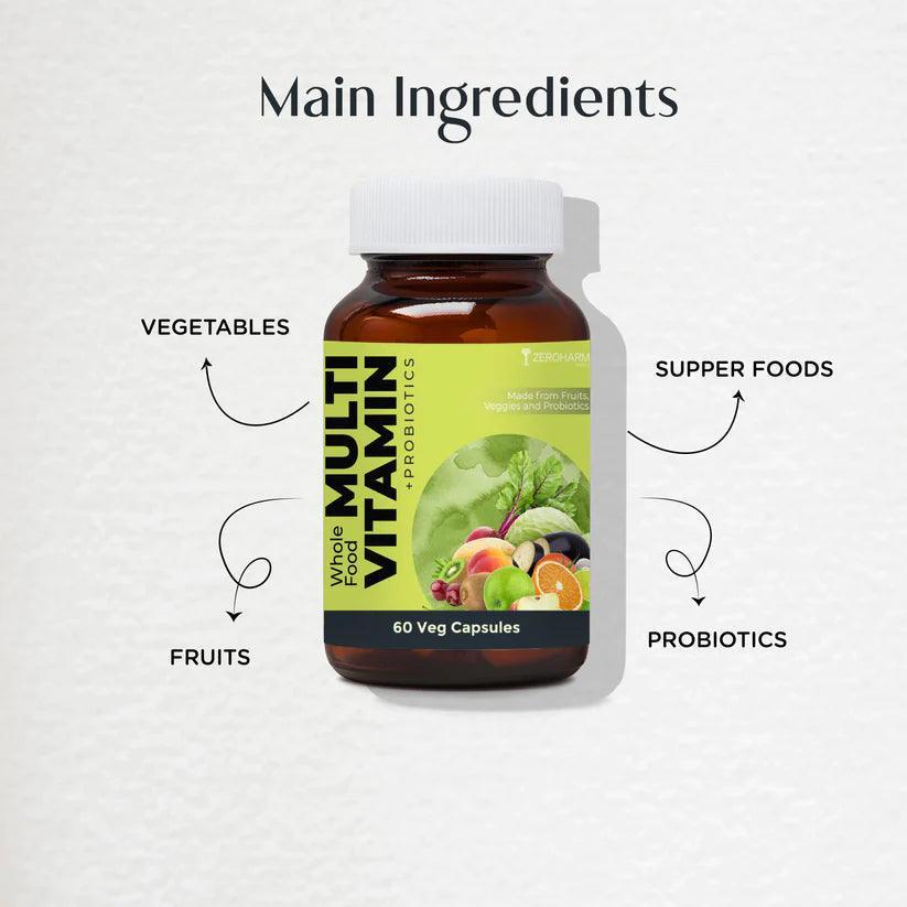 Zeroharm Sciences Whole Food Multivitamin + Probiotics Veg Capsule