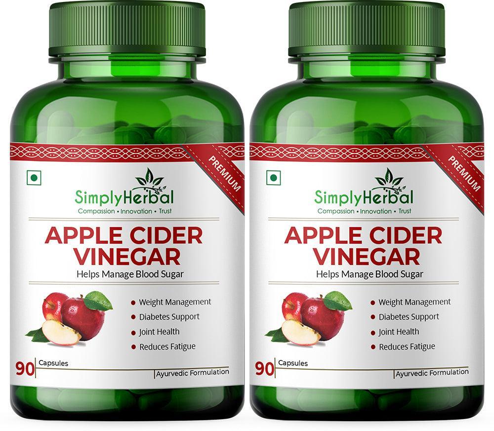 Simply Herbal Apple Cider Vinegar Capsules - 500mg Supplement for Weight Management | ACV Capsules, Probiotics Blend, Boost Metabolism, Belly Fat Loss- 60 Veg Capsules