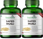 Simply Herbal Safed Musli 800mg Vegetarian Capsules - 90 Capules (Pack of 2 & 3)