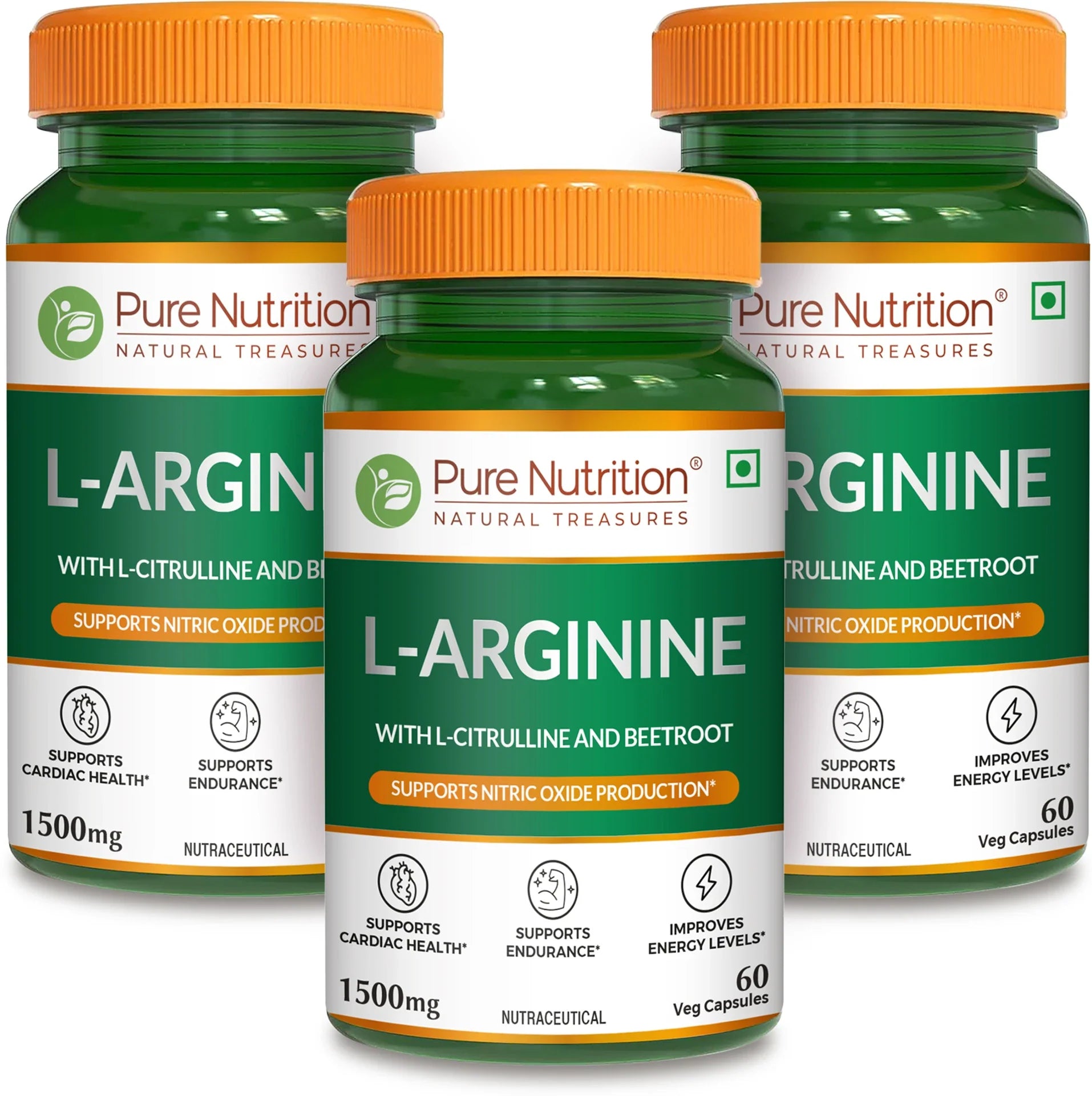 Pure Nutrition L-Arginine with L-Citrulline & Beetroot – 60 Capsules | Performance & Endurance Support